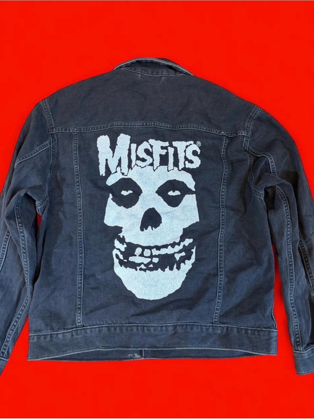 Official Misfits Black Denim Trucker Jacket Large Fiend Skull Punk